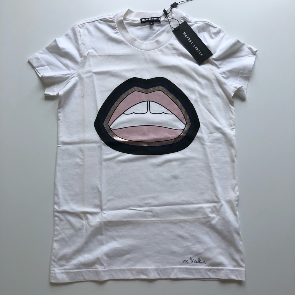 Markus Lupfer Lips T-shirt Top Tee Sz Small S NWT